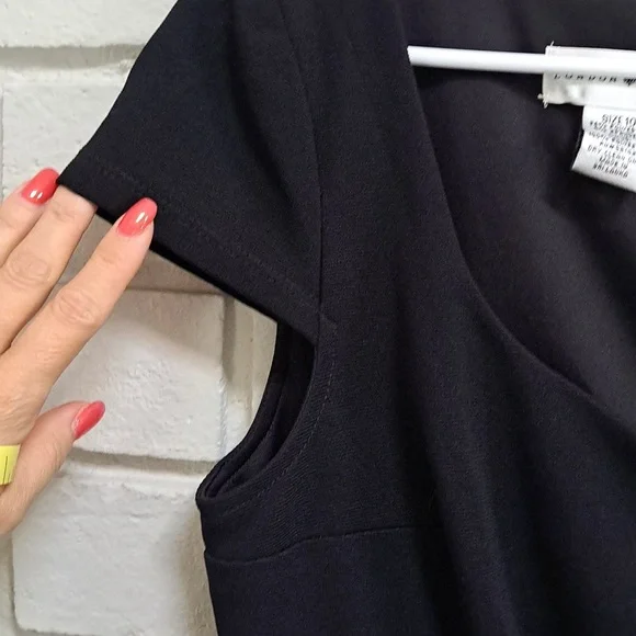 London Style Black/Green Paisley Businesses/Casual Dress. Sze 10 NWT - Picture 4 of 8